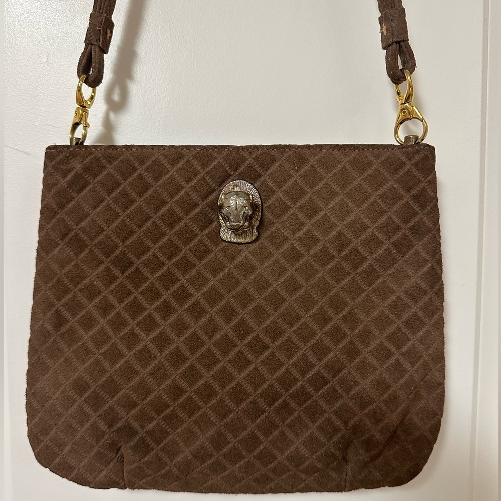 RARE Vintage (1970s) Ruth Saltz Suede Quilted Diamond Shoulder Strap Mod Handbag